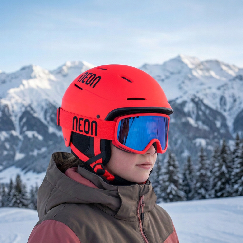 Neon Maschera Jolly - Red Fluo Specchiata Blue S2