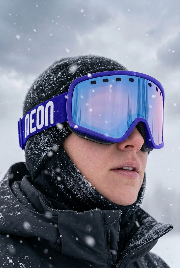 Donna sulla neve con maschera FORCE OTG Blu Royal