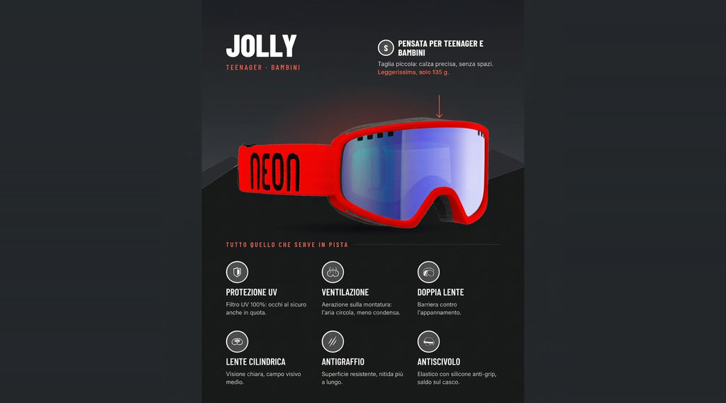 Neon Maschera Jolly - Red Fluo Specchiata Blue S2