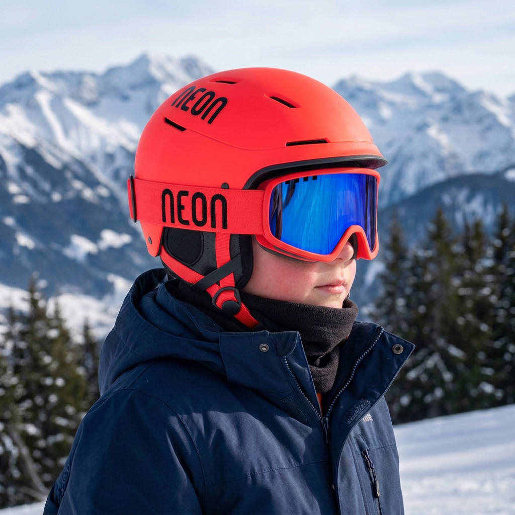 Neon Maschera Jolly - Red Fluo Specchiata Blue S2